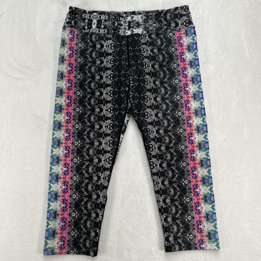 Prana Printed Capri Leggings Womens Large Active Fitness Athleisure Outdoors